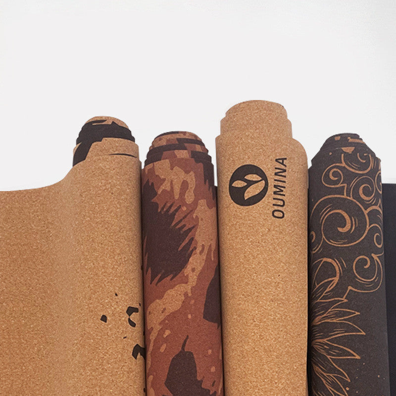 Cork Printed Yoga Mat Sports Slimming Natural Rubber Anti-slip Yoga