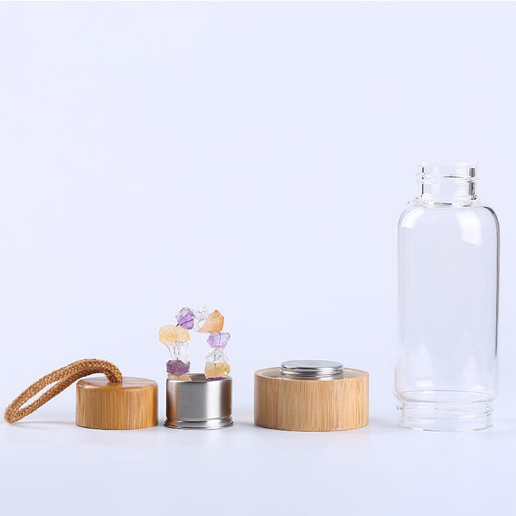 Glass Natural Amethyst Crystal Water Bottles