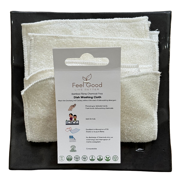 Feel Good Pure Bamboo Fibre Dish Washing Cloth | No Detergent Required